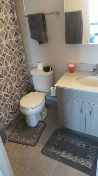 Bathroom with a deep tub