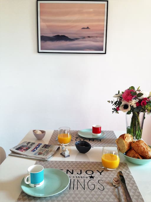 A disposition dans la cuisine, vous trouverez de quoi vous régalez pour le petit-déjeuner.
