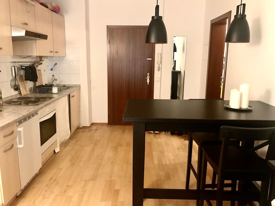 Studio with kitchen area