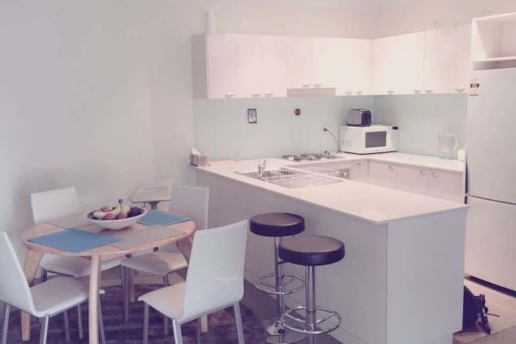 Kitchen will full access to utensils to cook your meal at home!