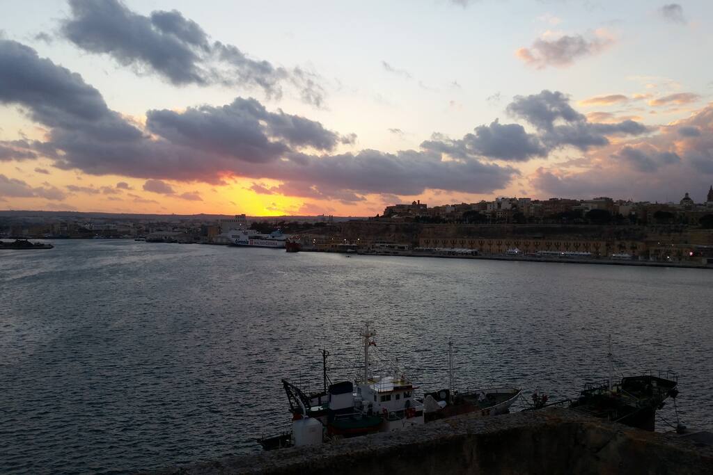 View from the roof terrace over the bay and Valetta