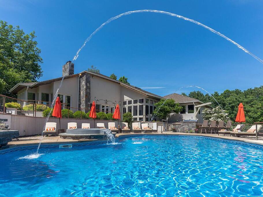 Heated Saline Pool with Hot Tub & Waterfall. NOTE- Pool is open Memorial Day weekend thru Columbus Day weekend October.