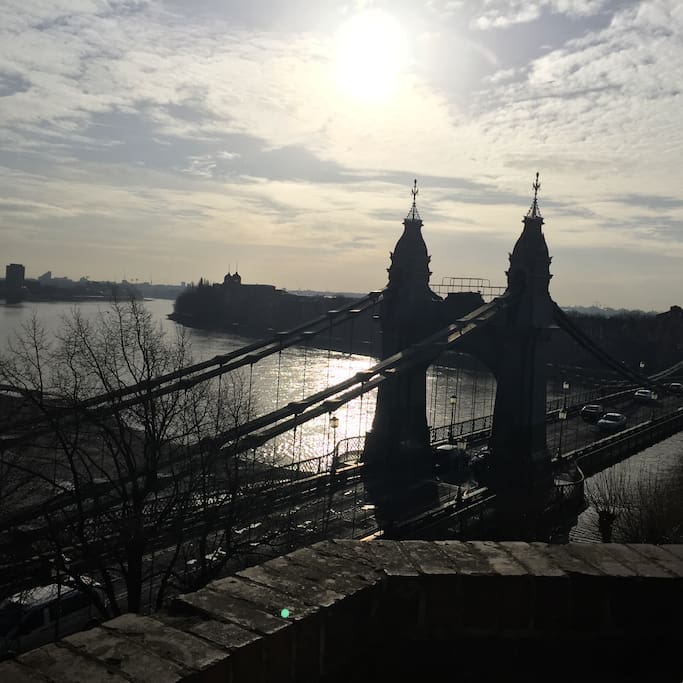 View of the The Thames River and Hammersmith Bridge from the flat