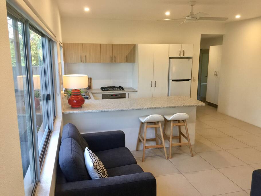 Open plan kitchen and part of the lounge.