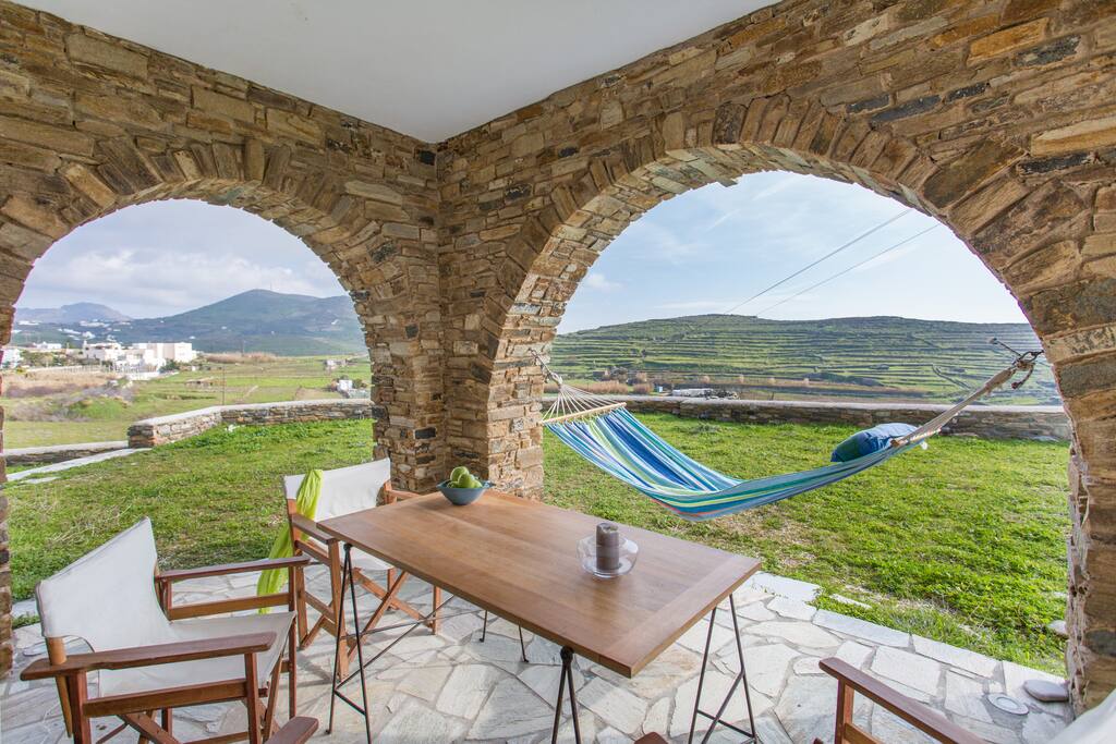 Outdoor shaded TERRACE 1: magic moments with the unique cycladic landscape embracing you ...