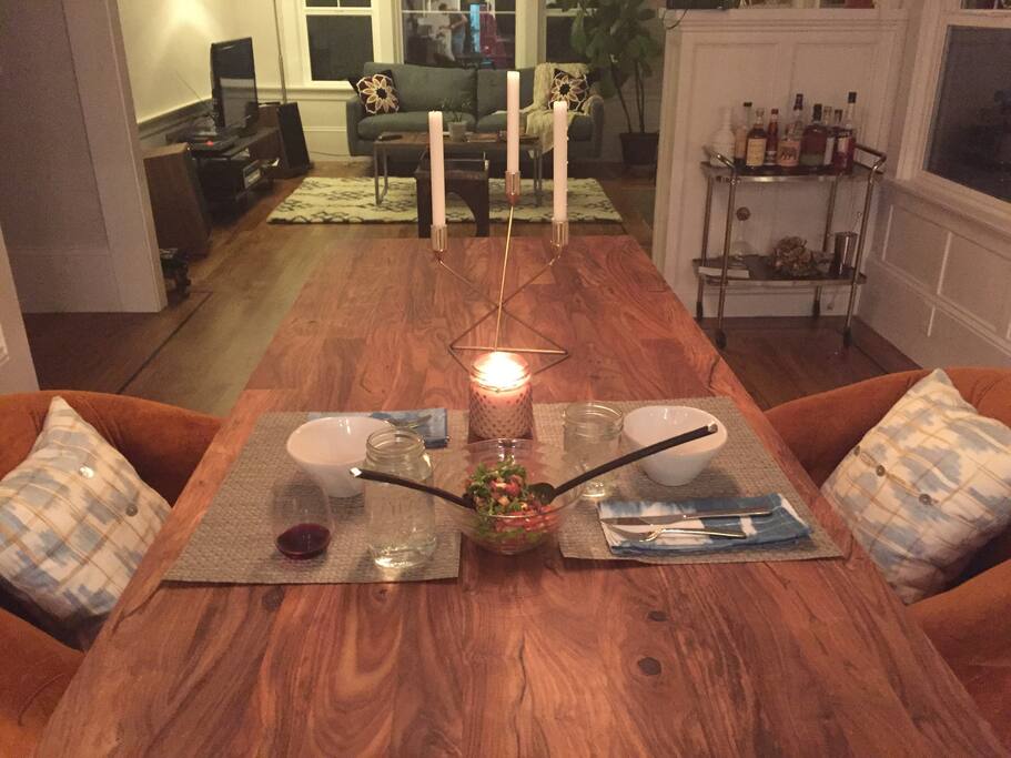 Dining room has seating for six