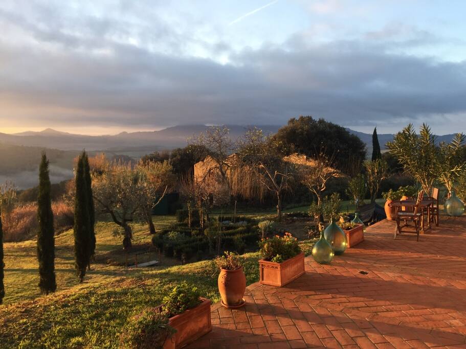 The patio at dawn