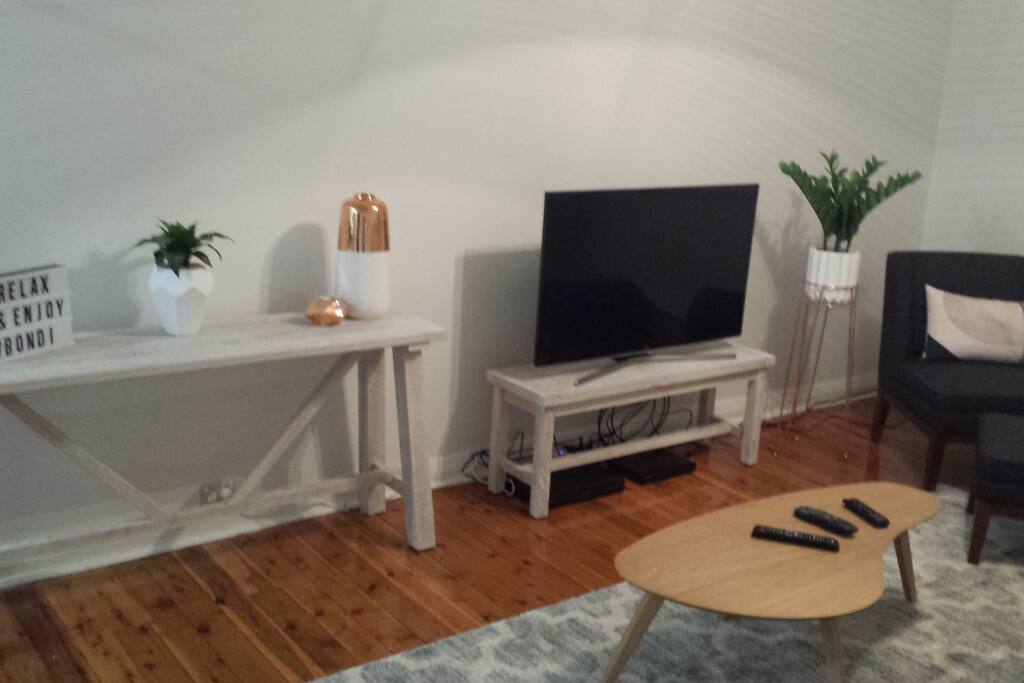 Large TV, including Foxtel and BluRay player, Complimentary wifi too.