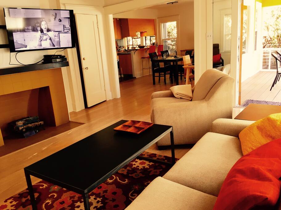 Interior living space from Living Room. yes, the fireplace works.