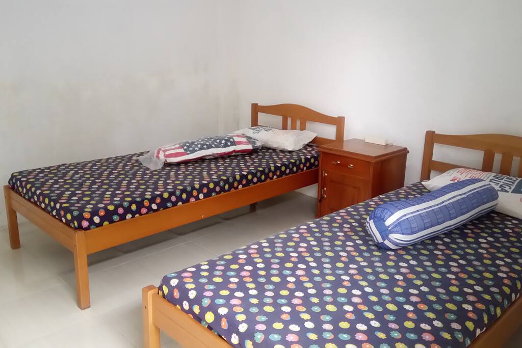 The room. We'll change the bed sheet for every guest.