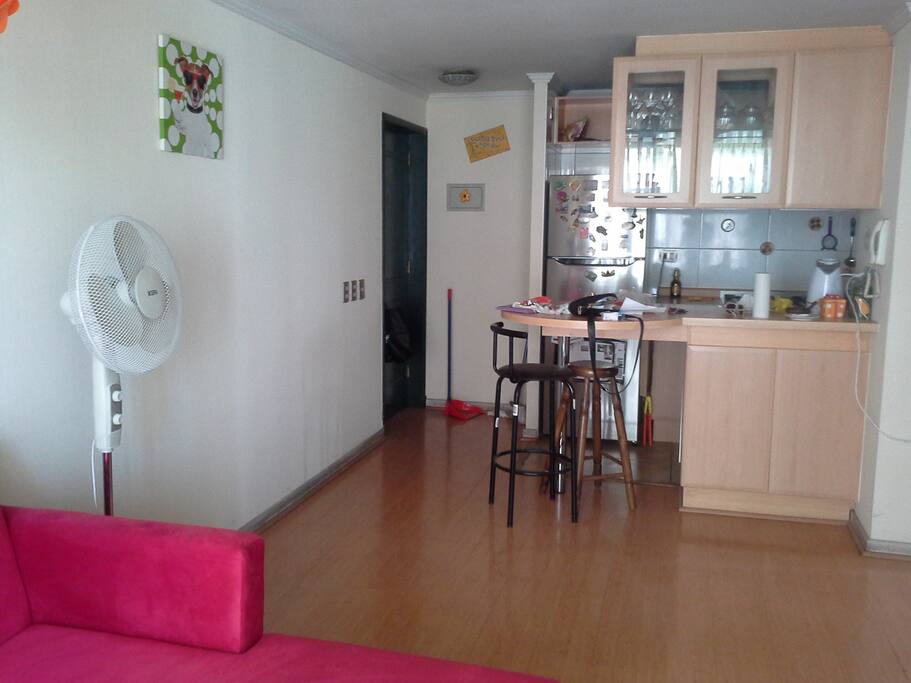 kitchen and living area