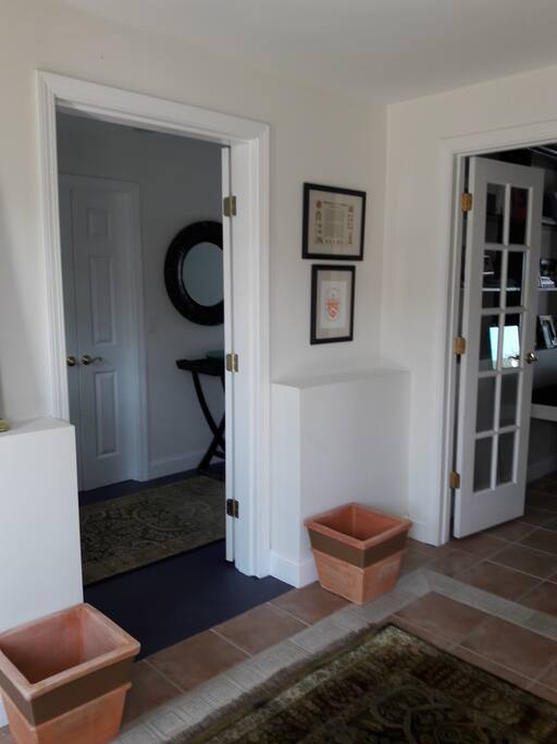 Your entrance, bedroom to the left and study/tv/couch to the right