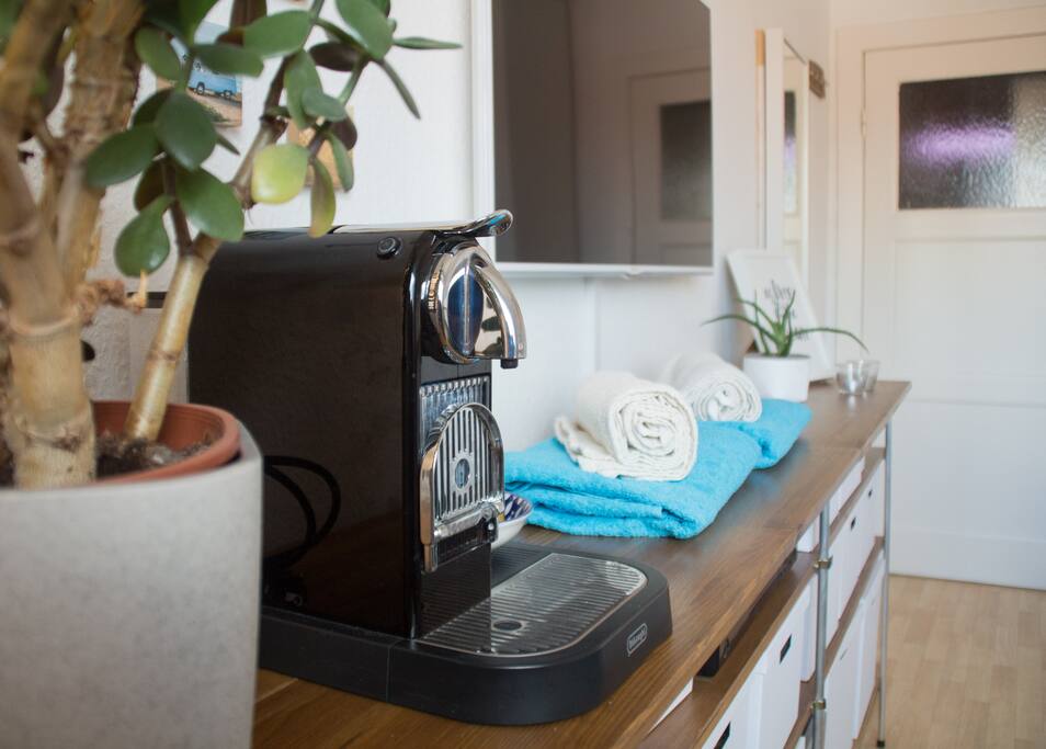 Coffee machine & TV