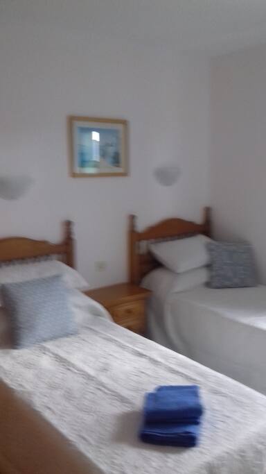 Two single beds. storage and safe