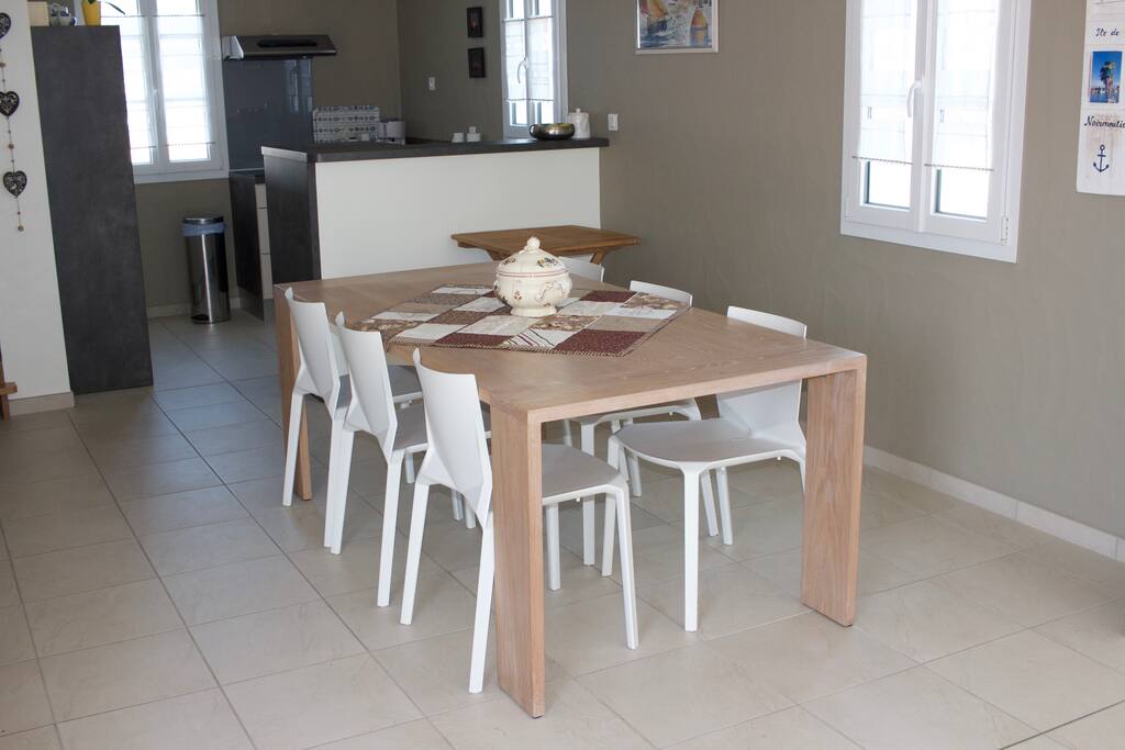 kitchen area and dining room