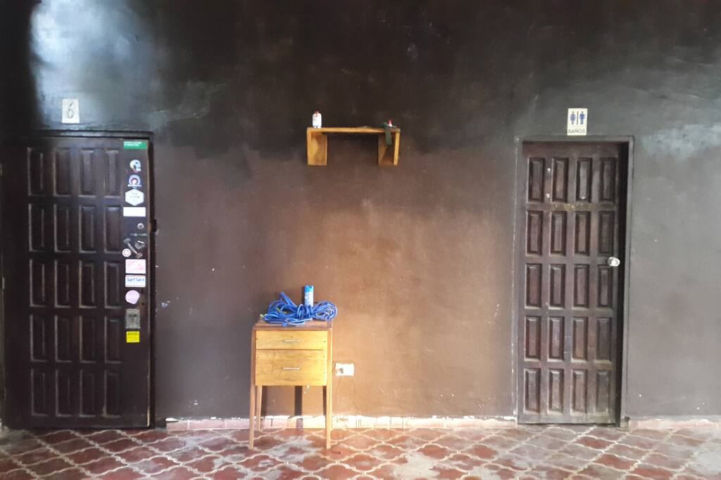 Room No. 6 is right next to the bathroom.