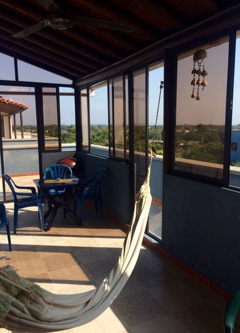 Terraza con hamaca