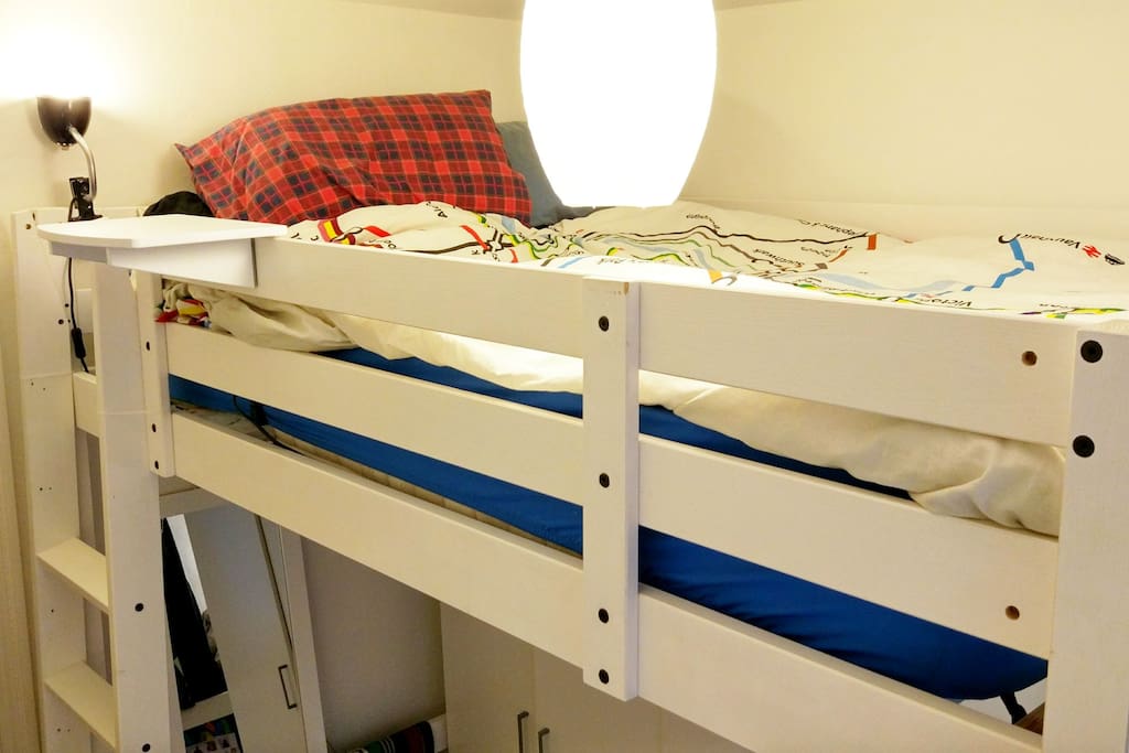 Loft bed. Bedroom.