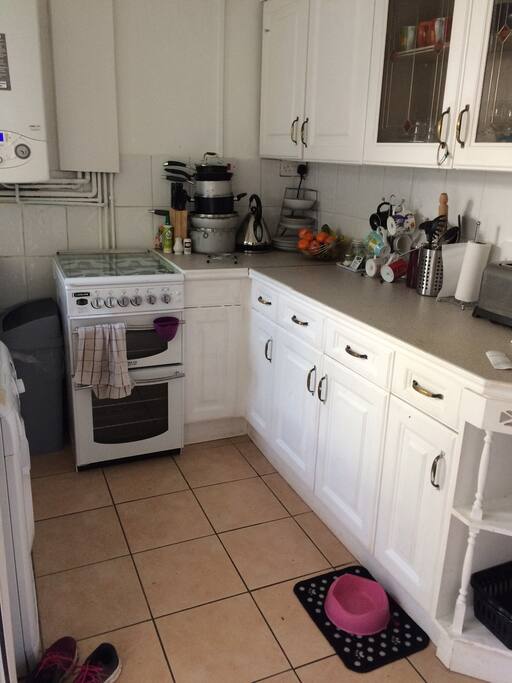 Kitchen area where you will have a cupboard for your dry food and a shelf in the fridge also freezer (however freezer is small, please just let me know if you want to put a large amount in so I can arrange there to be space).