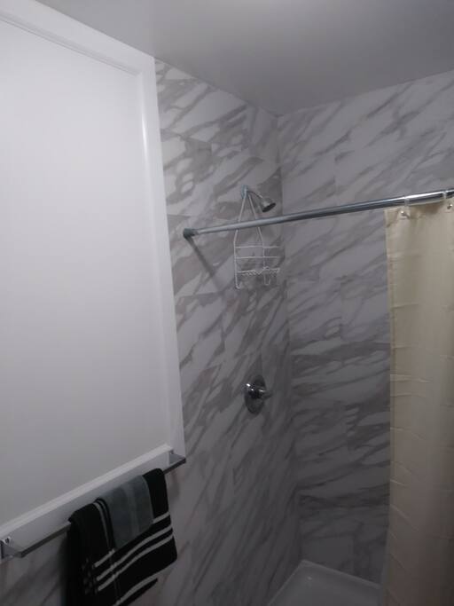 luxury bathroom shared with one other room.