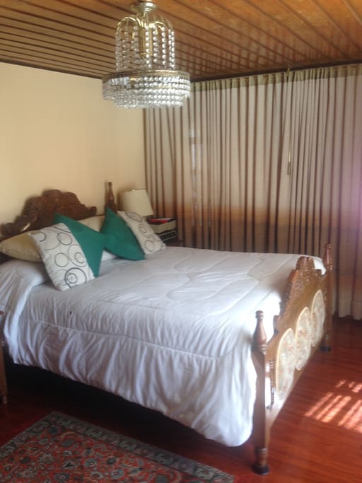 Double bed with tv and attached private bath