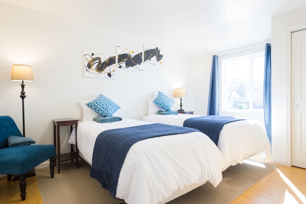 This is the bedroom with two XL twin beds (which you can push together for a king bed if needed)