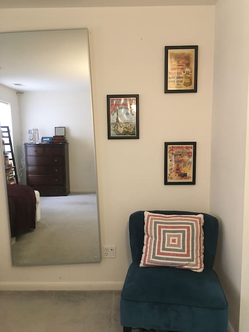 The room comes with some seating, but there's lots more in the living room!