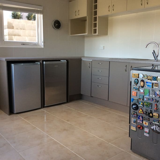 Fully equipped kitchen. Portable Table will be provided to dine at.
