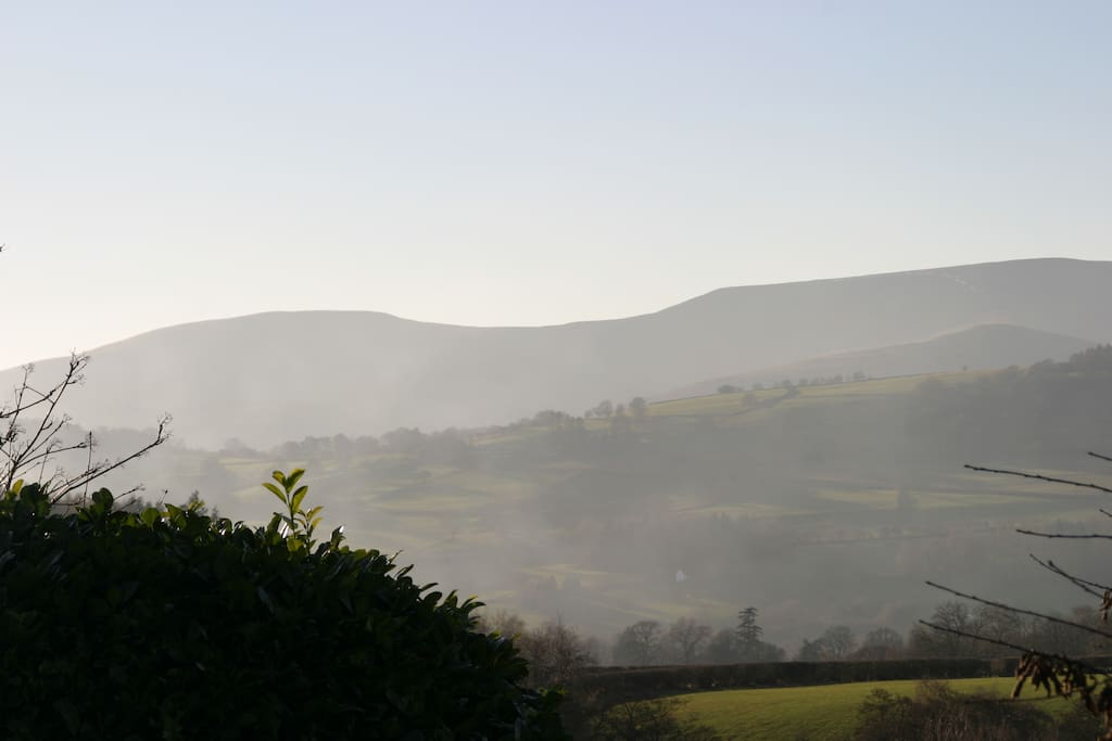 The Brecon Beacons viewed from Bwlch Centre outside the shop