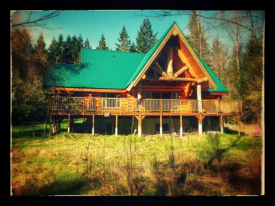Enjoy a morning coffee in this quite backyard surrounded by a mature forest.