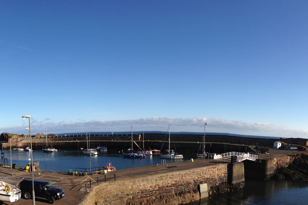 The working harbour from the sitting room.