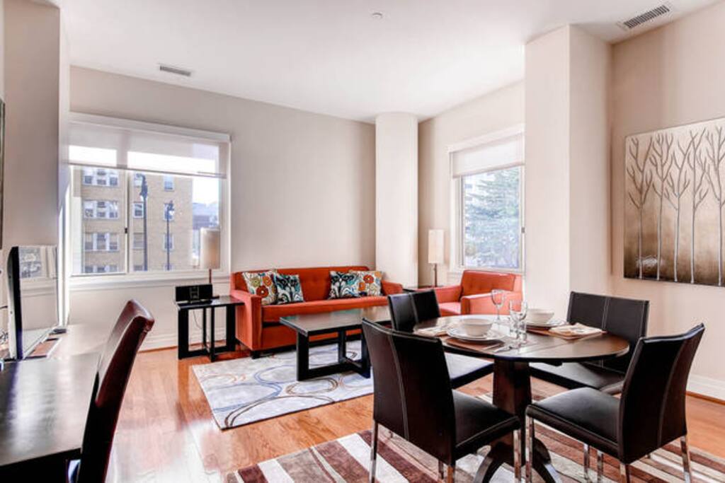 Dining area with seating for four where you can dine in comfort