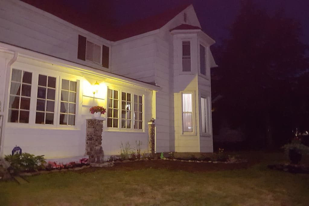 Our treasured home at night.