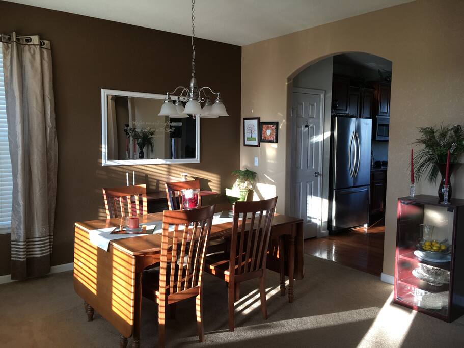 Dining room with table that can seat 10.