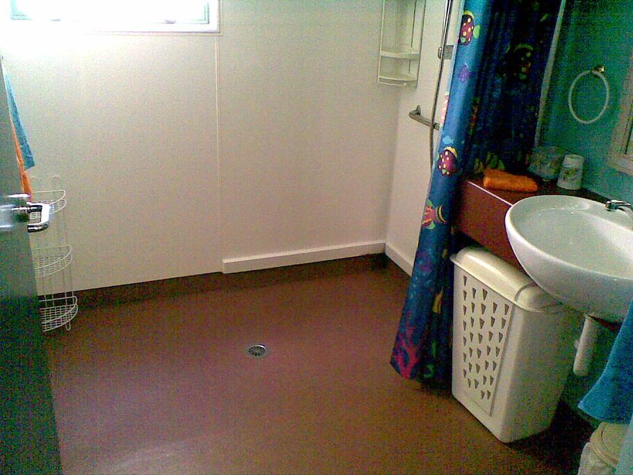 The fully accessible shower.