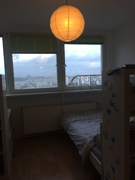 Double bed overlooking the TV tower