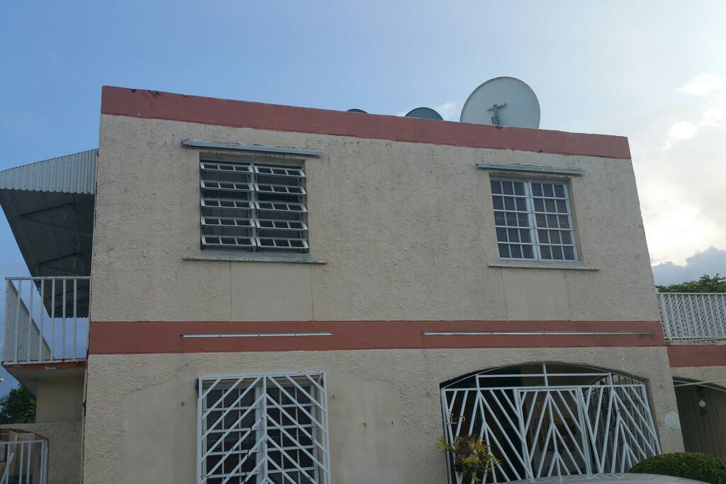 The apartment's location is upstairs, it has it's own separate entrance from the main house.