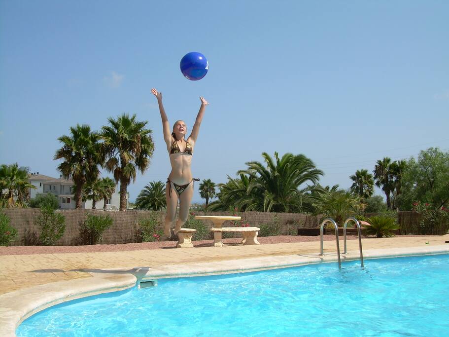 Fun time at pool side.