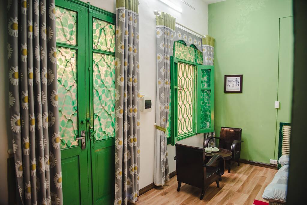 The room has door and window to make the air fresher