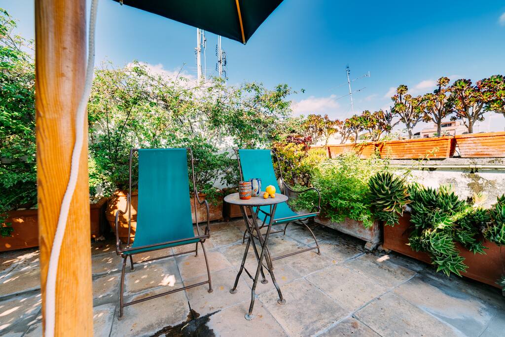 Some deckchairs in the terrace
