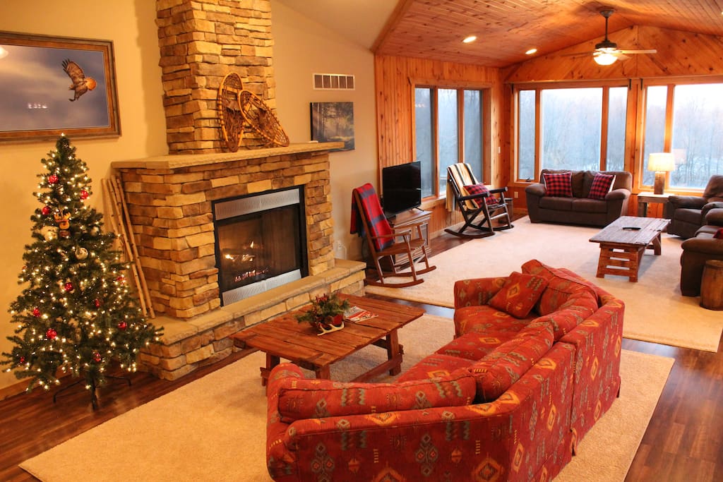 Gas fireplace with seating area