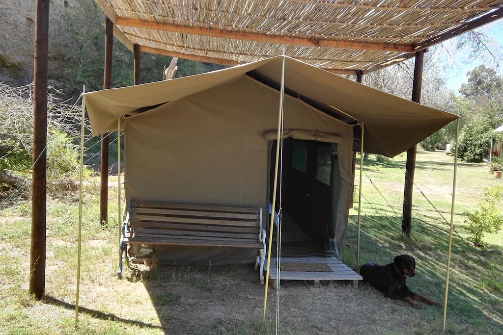 One tent with two single beds