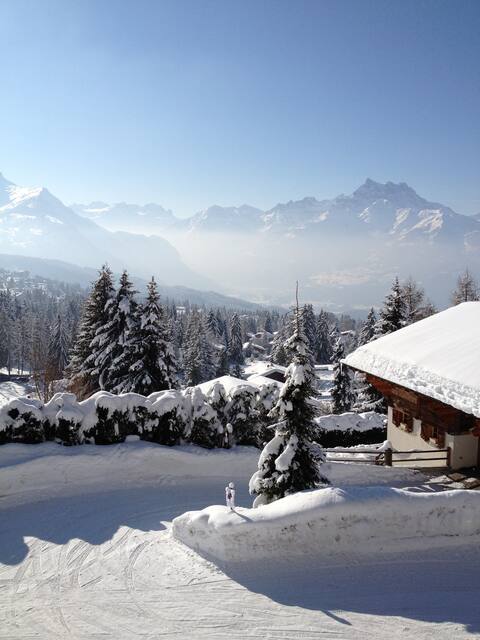 Simple chalet on the ski slopes