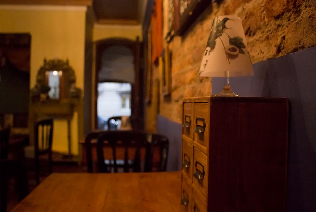 Downstairs, use Wonderland Cafe as your living room, with free wifi and cozy corners