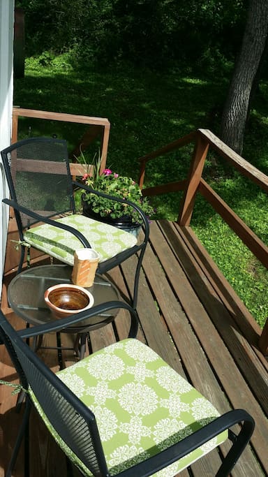 CH private deck with peaceful landscape.