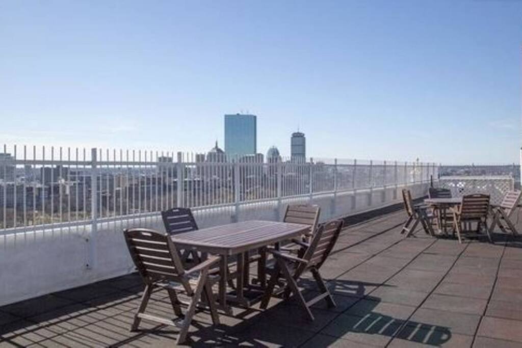 Roof deck view of downtown Boston!