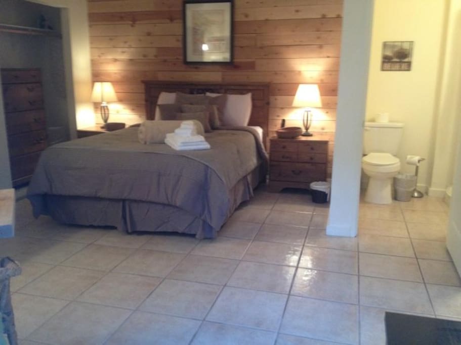 Cozy sleeping area. there is also a small pull out sofa bed in case you are traveling with a child.