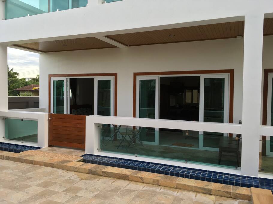 Entrance to large Terrace and Swimming pool