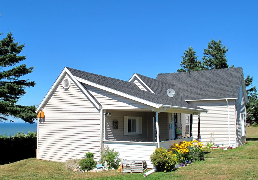 Cottage sits on a ridge overlooking the Bay of Fundy