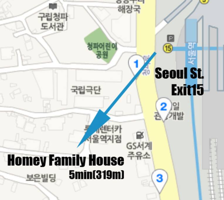 It takes only 5 min. about 319m on foot from exit15.
